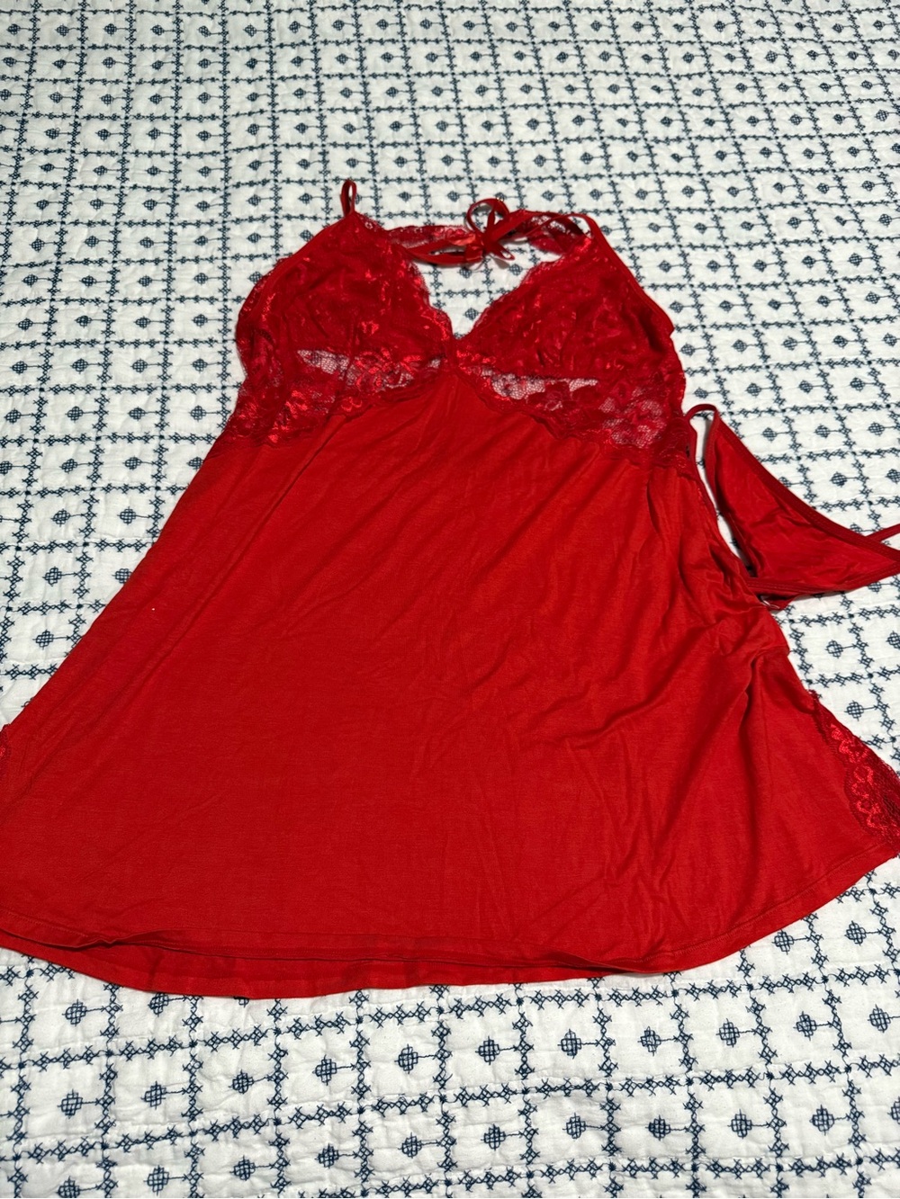 Red Lace Chemise Nightdress - Women Intimates